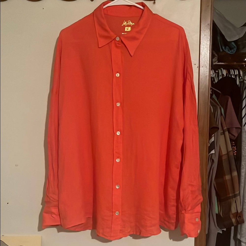 Lilly Pulitzer women’s button-down Orange Shirt